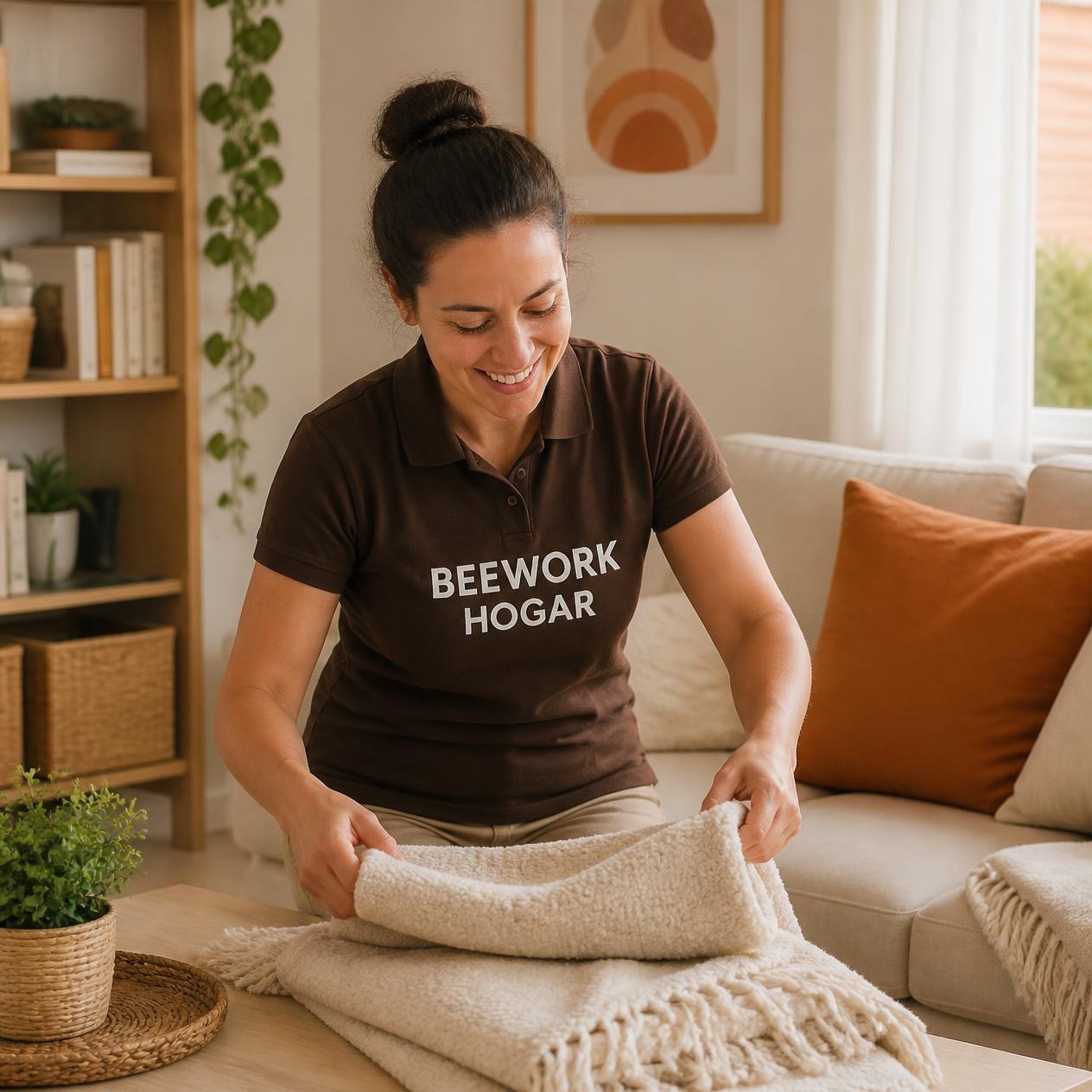 Personal de casas particulares de BeeWork Hogar ordenando la casa